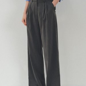 high waisted wide leg pleated trousers