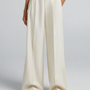 high waisted wide leg pleated trousers